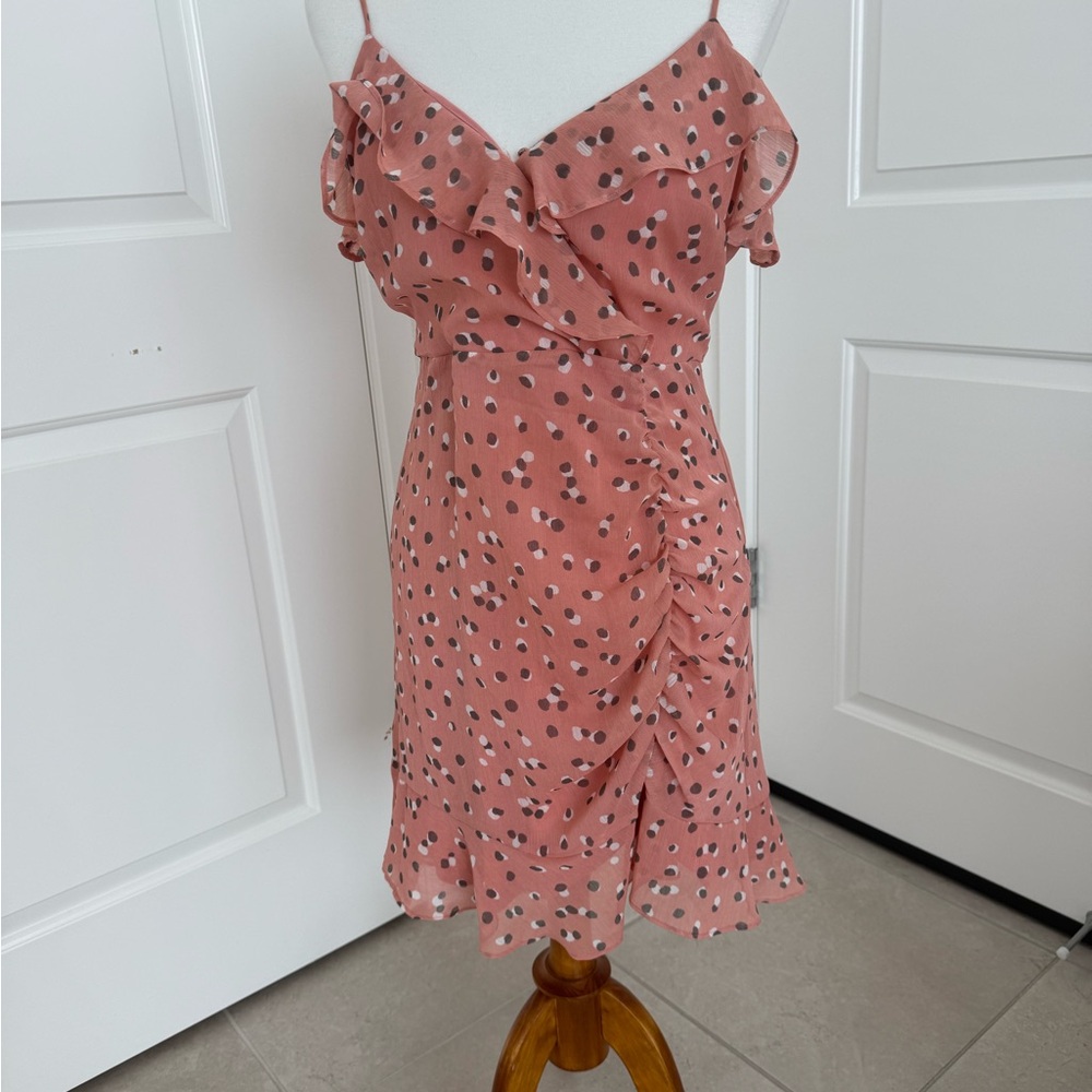All in Favor Pink Wrap Sundress with Ruffles